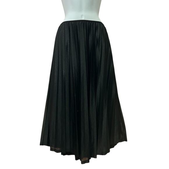 Vero Moda Black Sparkly Pleated Midi Skirt Sz S Elastic Waist Lined Accordion - Picture 3 of 6